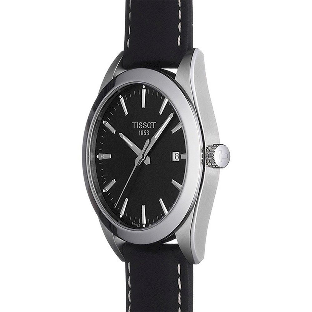 Tissot Gentleman Black Dial Leather Strap Watch For Men - T127.410.16.051.00 Watches Tissot   