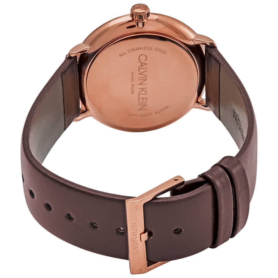 Calvin Klein High Noon Silver Dial Brown Leather Strap Watch for Men - K8M216G6 Watches Calvin Klein   