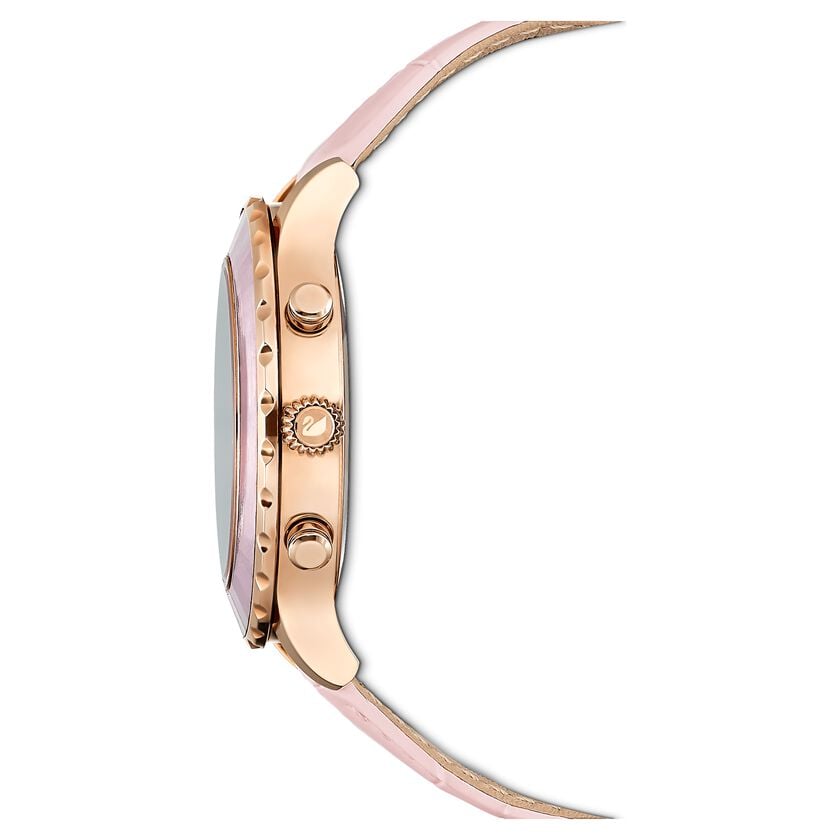 Swarovski Octea Lux Chrono Pink Dial Pink Leather Strap Watch for Women - 5452501 Watches Swarovski   