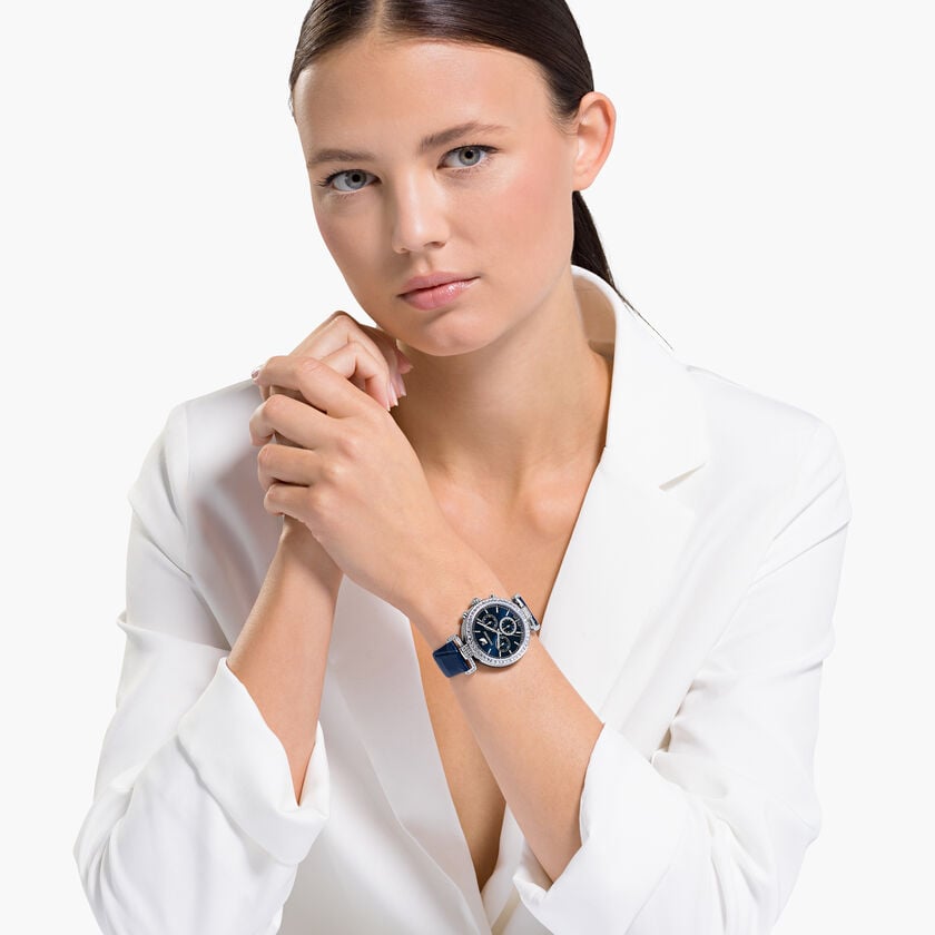 Swarovski Era Journey Blue Dial Blue Leather Strap Watch for Women - 5479239 Watches Swarovski   