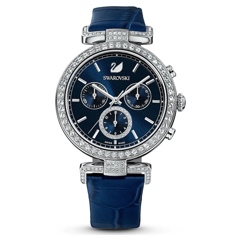 Swarovski Era Journey Blue Dial Blue Leather Strap Watch for Women - 5479239 Watches Swarovski   