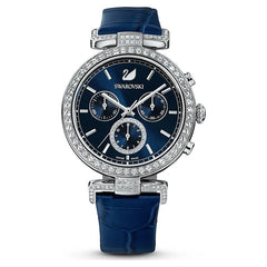 Swarovski Era Journey Blue Dial Blue Leather Strap Watch for Women - 5479239 Watches Swarovski   