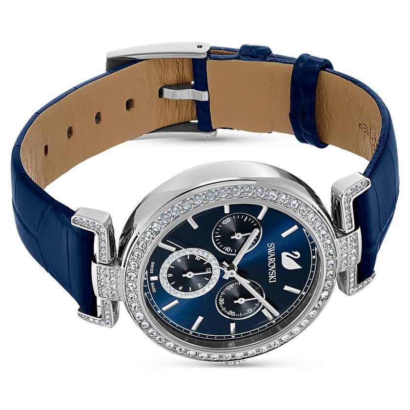 Swarovski Era Journey Blue Dial Blue Leather Strap Watch for Women - 5479239 Watches Swarovski   