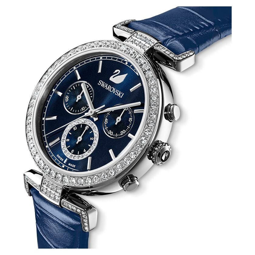 Swarovski Era Journey Blue Dial Blue Leather Strap Watch for Women - 5479239 Watches Swarovski   