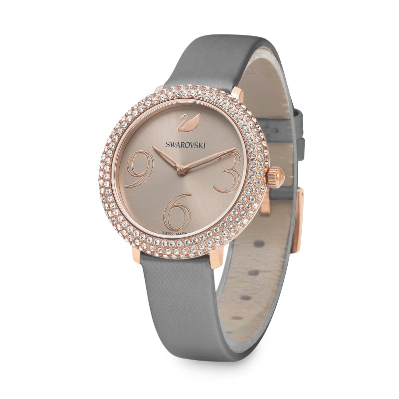 Swarovski Crystal Frost Grey Dial Grey Leather Strap Watch for Women - 5484067 Watches Swarovski   