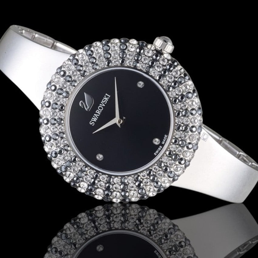 Swarovski Crystal Rose Black Dial Silver Steel Strap Watch for Women - 5484076 Watches Swarovski   