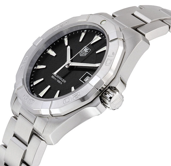 Tag Heuer Aquaracer 41mm Quartz Black Dial Silver Steel Strap Watch for Men - WAY1110.BA0928 Watches Tag Heuer   