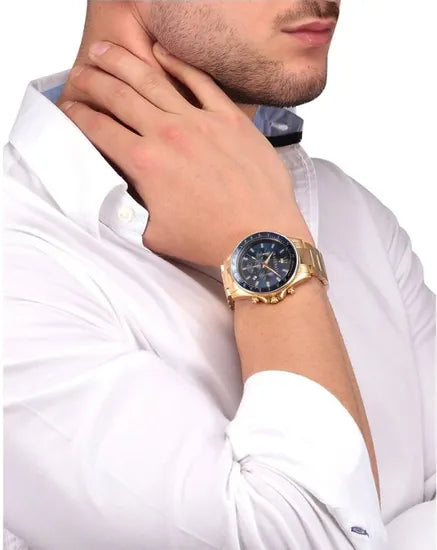 Maserati SFIDA Analog Blue Dial Gold Stainless Steel Watch For Men - R8873640008 Watches Maserati   