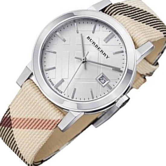 Burberry The City Nova Silver Dial White Leather Strap Watch for Women - BU9022 Watches Burberry   