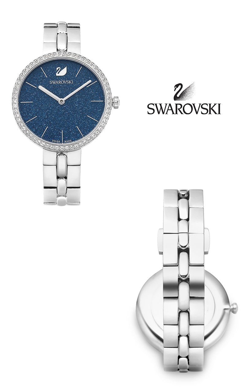 Swarovski Cosmopolitan Blue Dial Silver Steel Strap Watch for Women - 5517790 Watches Swarovski   