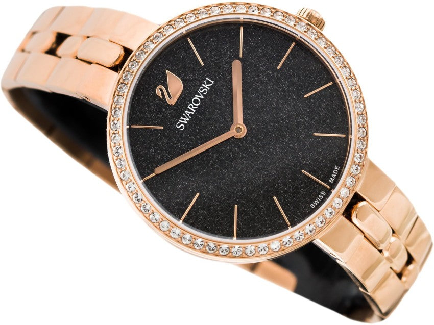 Swarovski Cosmopolitan Black Dial Rose Gold Steel Strap Watch for Women - 5517797 Watches Swarovski   