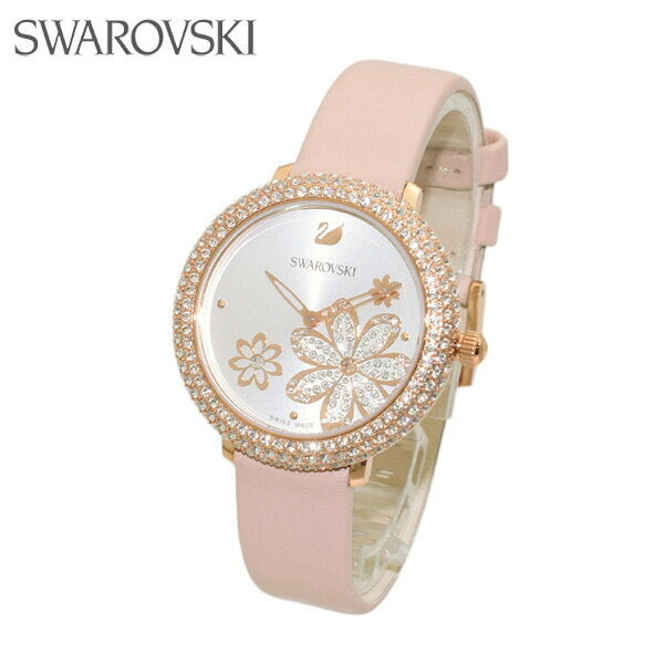 Swarovski Crystal Frost White Dial Pink Leather Strap Watch for Women - 5519223 Watches Swarovski   