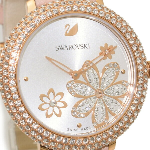 Swarovski Crystal Frost White Dial Pink Leather Strap Watch for Women - 5519223 Watches Swarovski   