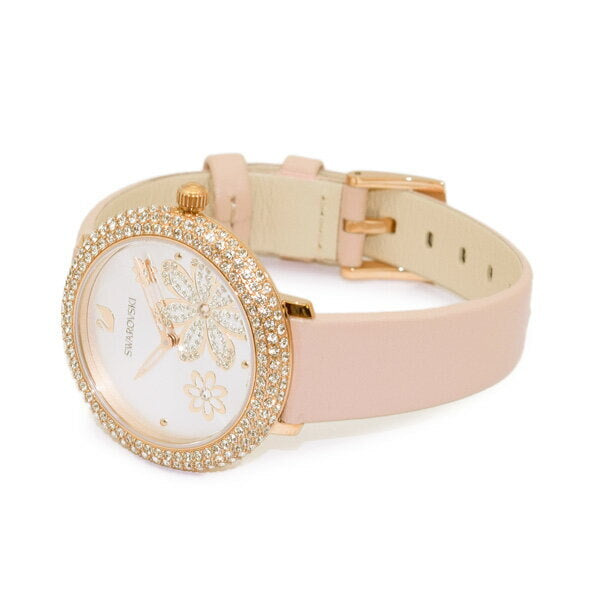 Swarovski Crystal Frost White Dial Pink Leather Strap Watch for Women - 5519223 Watches Swarovski   