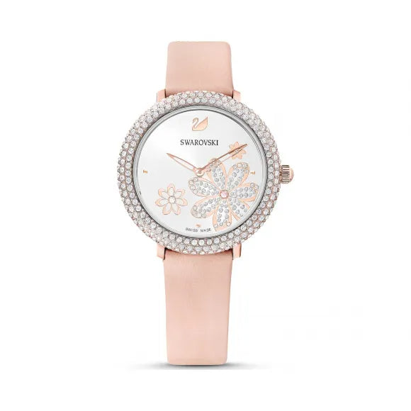 Swarovski Crystal Quartz Pink Dial Pink Leather Strap Watch for Women - 5575217 Watches Swarovski   