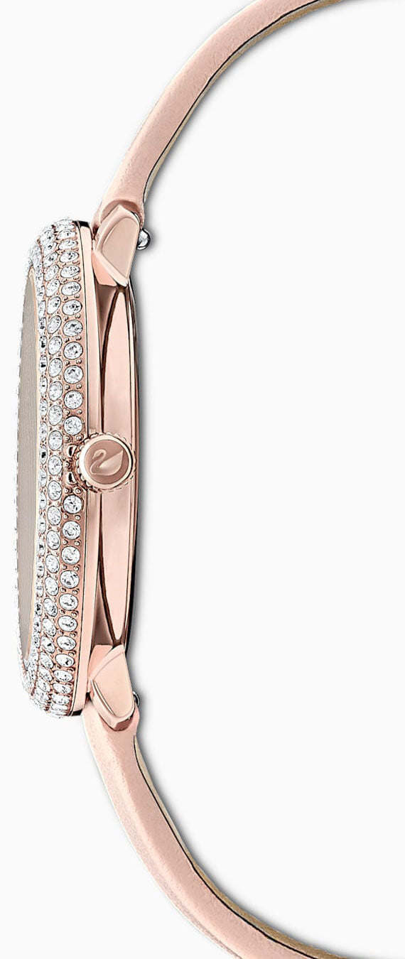 Swarovski Crystal Frost White Dial Pink Leather Strap Watch for Women - 5519223 Watches Swarovski   