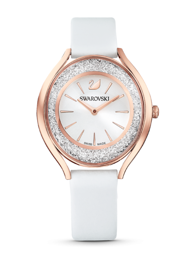 Swarovski Crystalline Aura Silver Dial White Leather Strap Watch for Women - 5519453 Watches Swarovski   