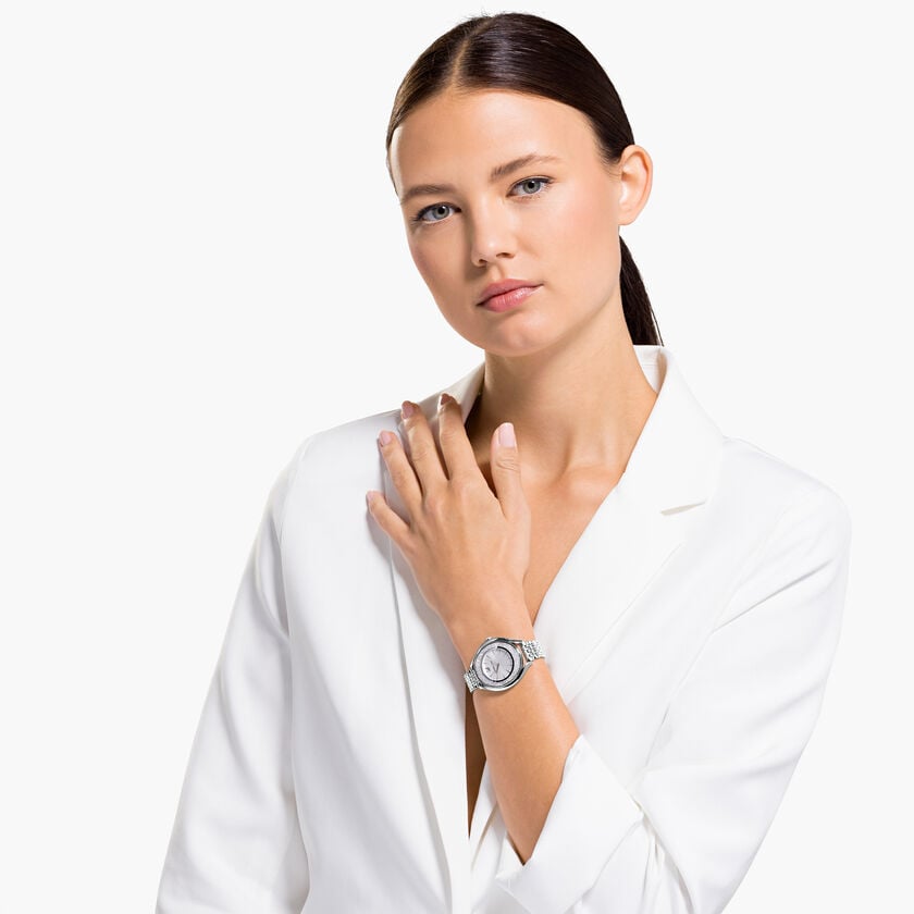 Swarovski Crystalline Aura Silver Dial Silver Steel Strap Watch for Women - 5519462 Watches Swarovski   