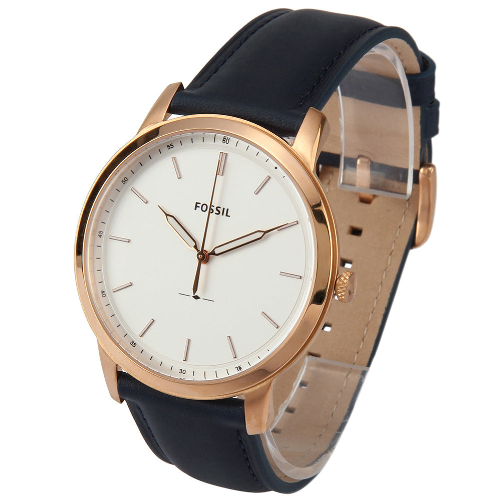 Fossil The Minimalist Slim White Dial Blue Leather Strap Watch for Men - FS5371 Watches Fossil   