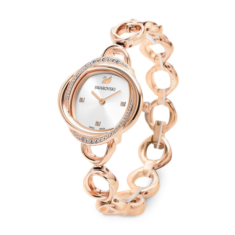 Swarovski Crystal Flower Silver Dial Rose Gold Steel Strap Watch for Women - 5547626 Watches Swarovski   