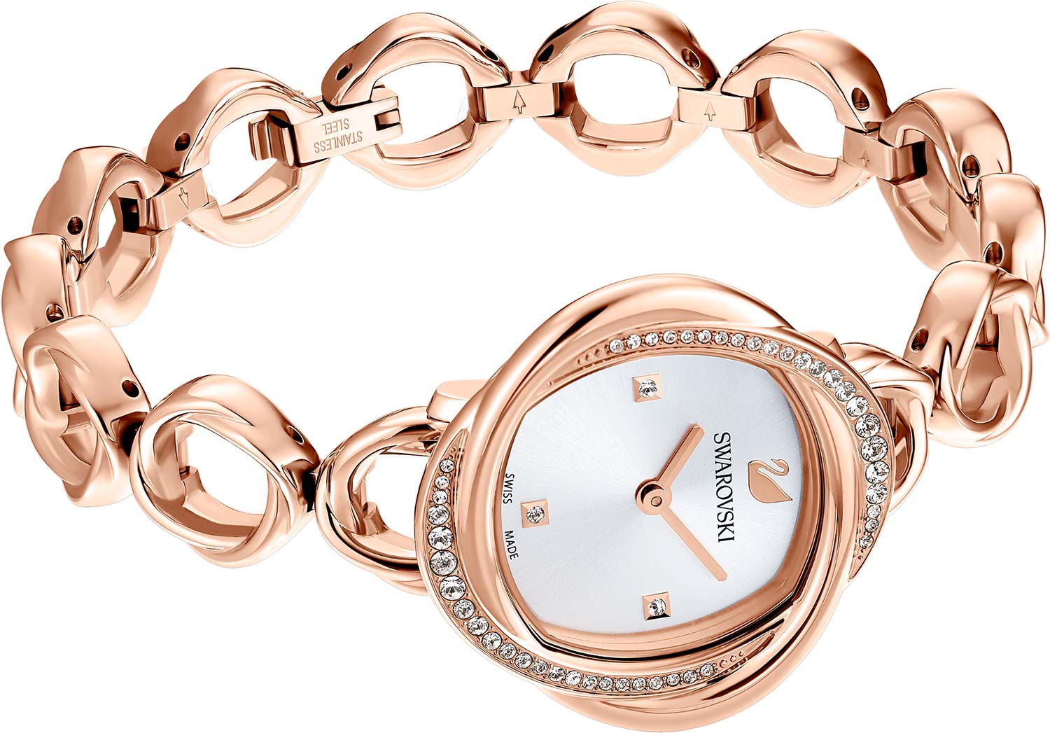 Swarovski Crystal Flower Silver Dial Rose Gold Steel Strap Watch for Women - 5547626 Watches Swarovski   