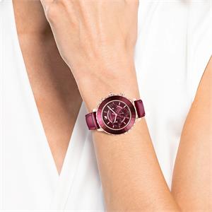 Swarovski Octea Lux Chrono Red Dial Red Leather Strap Watch for Women - 5547642 Watches Swarovski   