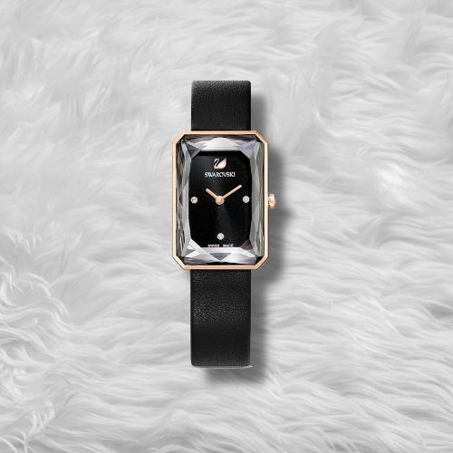 Swarovski Uptown Black Dial Black Leather Strap Watch for Women - 5547710 Watches Swarovski   