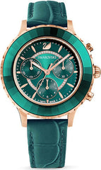 Swarovski Octea Lux Chrono Emerald Green Dial Green Leather Strap Watch for Women - 5452498 Watches Swarovski   