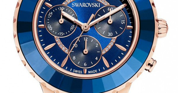 Swarovski Octea Lux Chrono Blue Dial Blue Leather Strap Watch for Women - 5563480 Watches Swarovski   