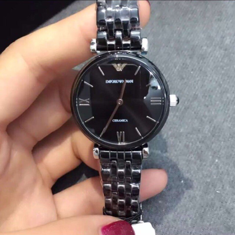 Emporio Armani Ceramica Black Dial Black Ceramic Strap Watch For Women - AR1487 Watches Emporio Armani   