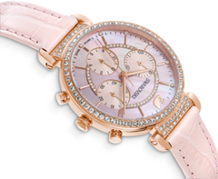 Swarovski Passage Chrono Pink Dial Pink Leather Strap Watch for Women - 5580352 Watches Swarovski   