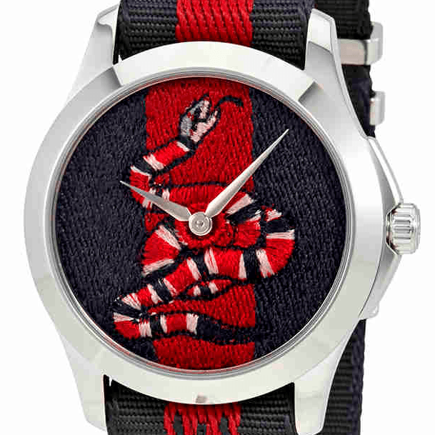 Gucci Le Marche Des Merveilles Blue Red Dial Blue Red Nylon Strap Unisex Watch - YA126493 Watches Gucci   
