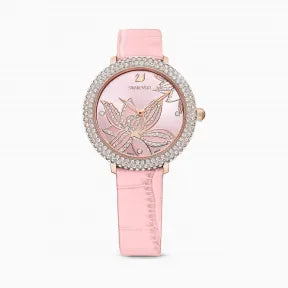 Swarovski Crystal Quartz Pink Dial Pink Leather Strap Watch for Women - 5575217 Watches Swarovski   