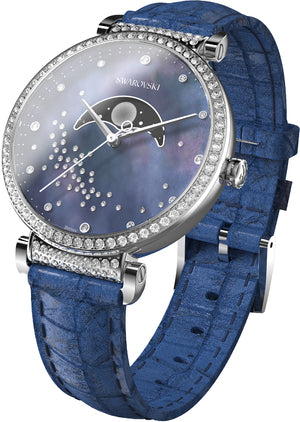 Swarovski Passage Moon Phase Blue Dial Blue Leather Strap Watch for Women - 5613320 Watches Swarovski   