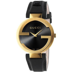 Gucci Interlocking Special Edition Grammy Black Dial Black Leather Strap Watch For Men - YA133208 Watches Gucci   