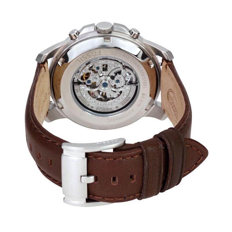 Fossil Grant Automatic White Dial Brown Leather Strap Watch for Men -  ME3027 Watches Fossil   