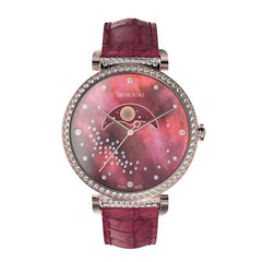 Swarovski Passage Moon Phase Red Dial Red Leather Strap Watch for Women - 5613323 Watches Swarovski   