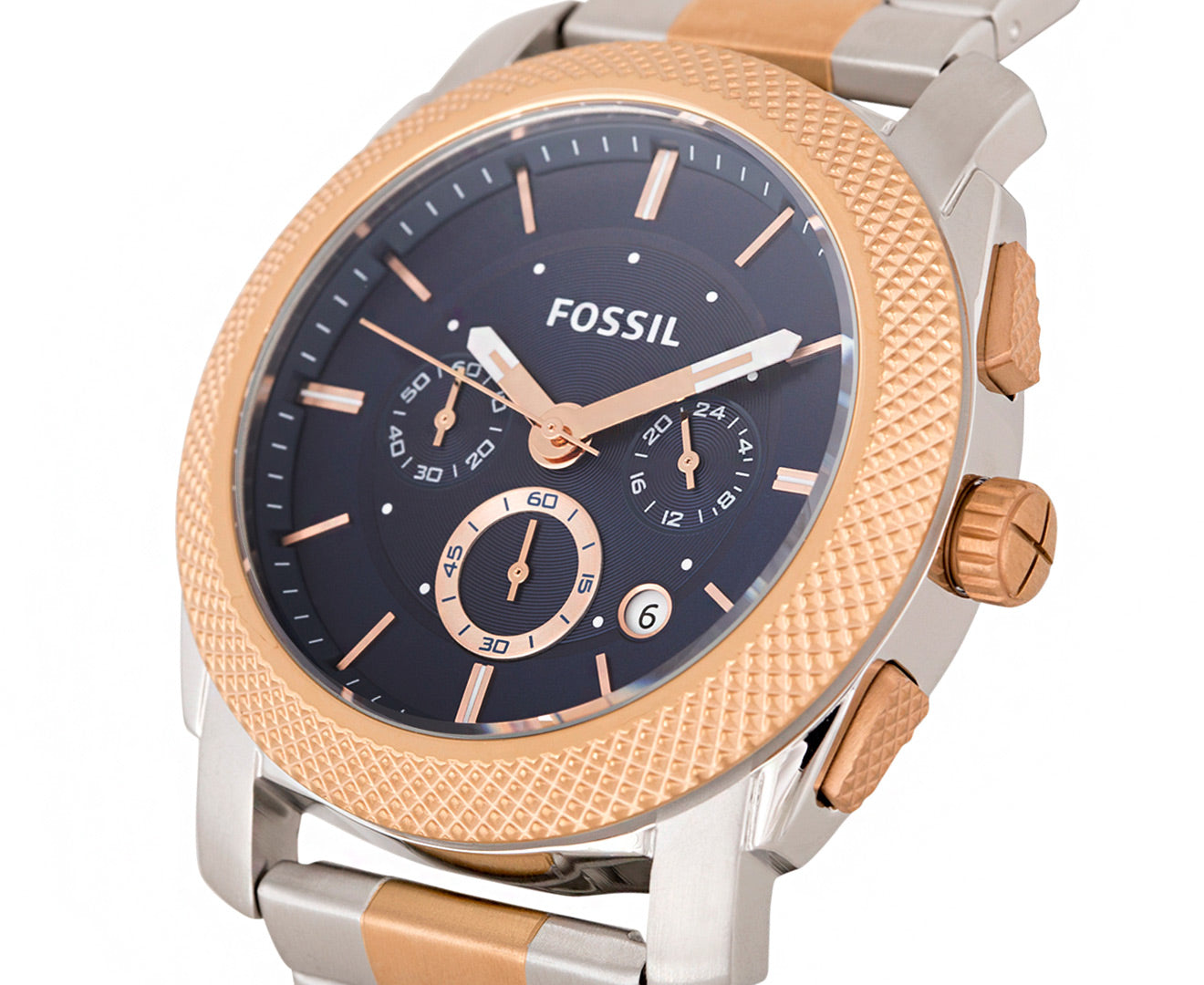 Fossil Machine Blue Dial Two Tone Steel Strap Watch for Men - FS5037 Watches Fossil   