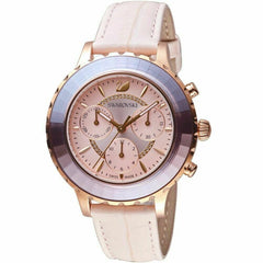 Swarovski Octea Lux Chrono Pink Dial Pink Leather Strap Watch for Women - 5452501 Watches Swarovski   