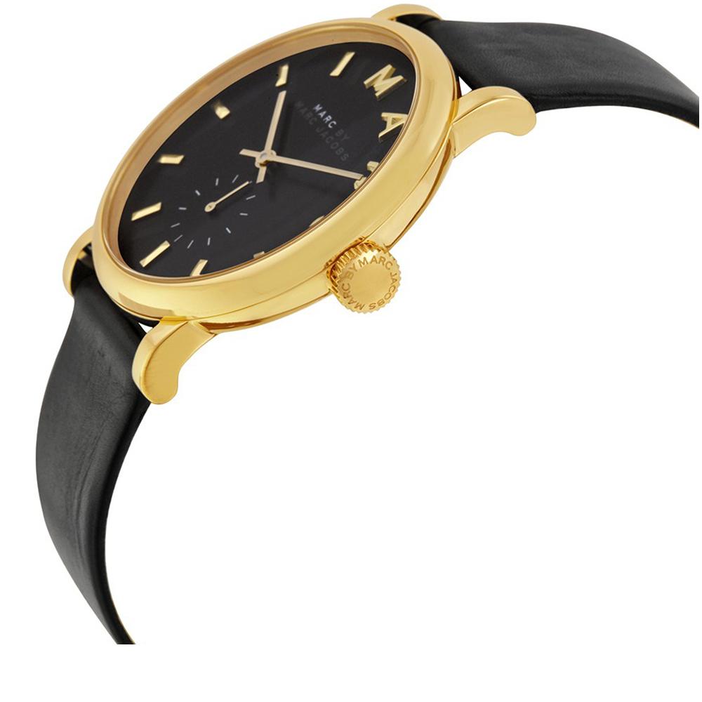 Marc Jacobs Baker Black Dial Black Leather Strap Watch for Women - MBM1269 Watches Marc Jacobs   