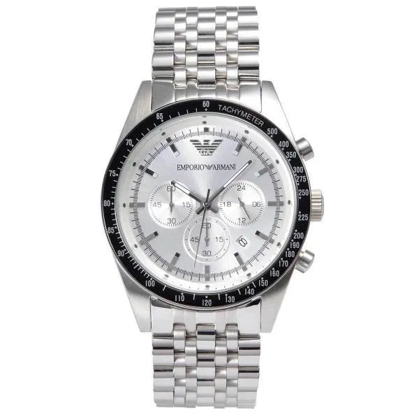 Emporio Armani Sportivo Chronograph Silver Dial Silver Stainless Steel Watch For Men - AR6073 Watches Emporio Armani   