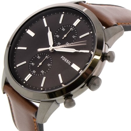 Fossil Townsman Chronograph Gray Dial Brown Leather Strap Watch for Men - FS5522 Watches Fossil   