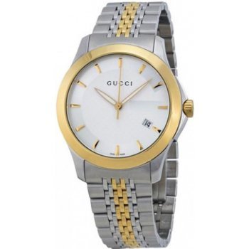 Gucci G Timeless White Dial Two Tone Steel Strap Watch For Men - YA126409 Watches Gucci   