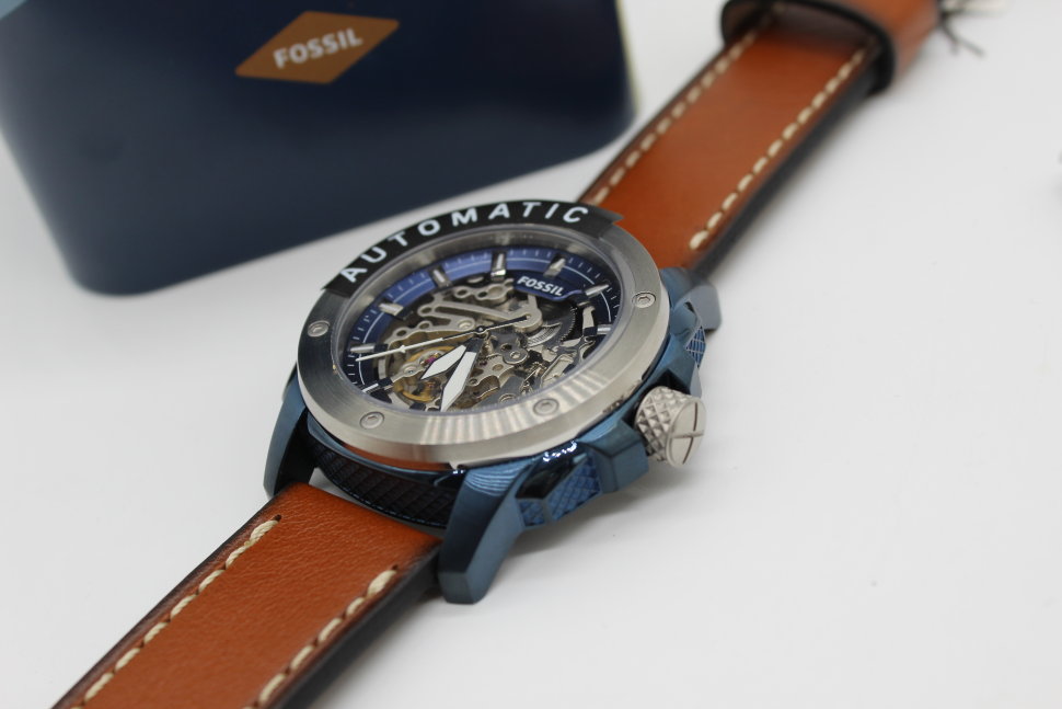 Fossil Modern Machine Automatic Skeleton Silver Dial Brown Leather Strap Watch for Men - ME3135 Watches Fossil   