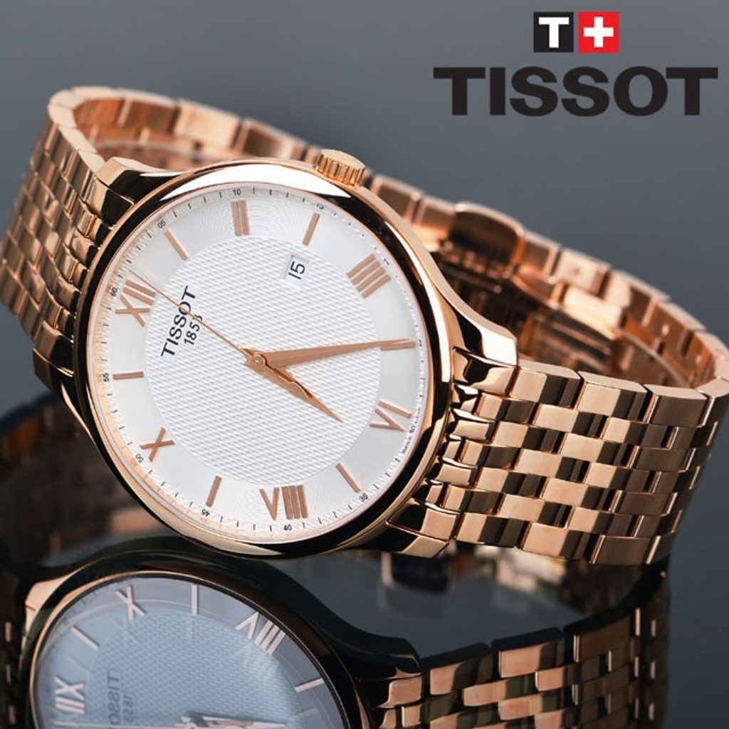 Tissot T Classic Tradition White Dial Rose Gold Stainless Steel Strap Watch For Women - T063.610.33.038.00 Watches Tissot   