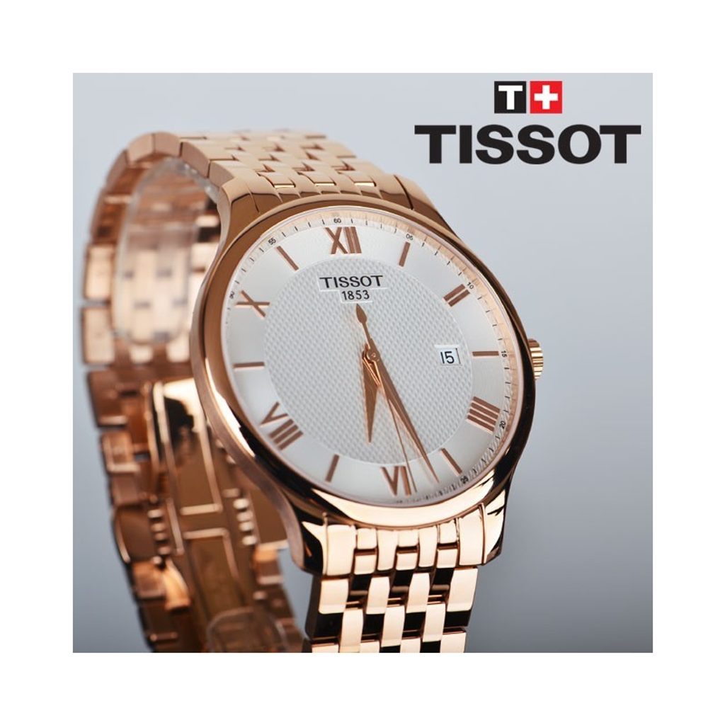 Tissot T Classic Tradition White Dial Rose Gold Stainless Steel Strap Watch For Women - T063.610.33.038.00 Watches Tissot   