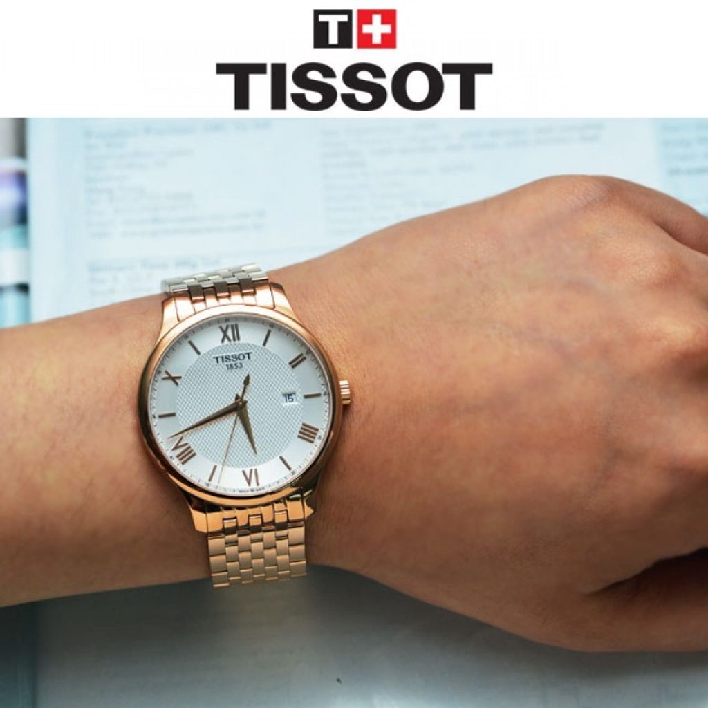 Tissot T Classic Tradition White Dial Rose Gold Stainless Steel Strap Watch For Women - T063.610.33.038.00 Watches Tissot   