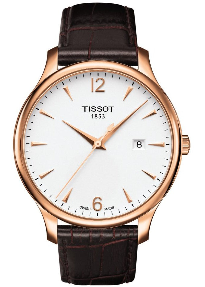 Tissot T Classic Tradition White Dial Brown Leather Strap Watch For Men - T063.610.36.037.00 Watches Tissot   