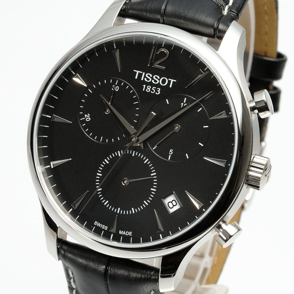 Tissot T Classic Tradition Black Dial Black Leather Strap Watch For Men - T063.617.16.057.00 Watches Tissot   