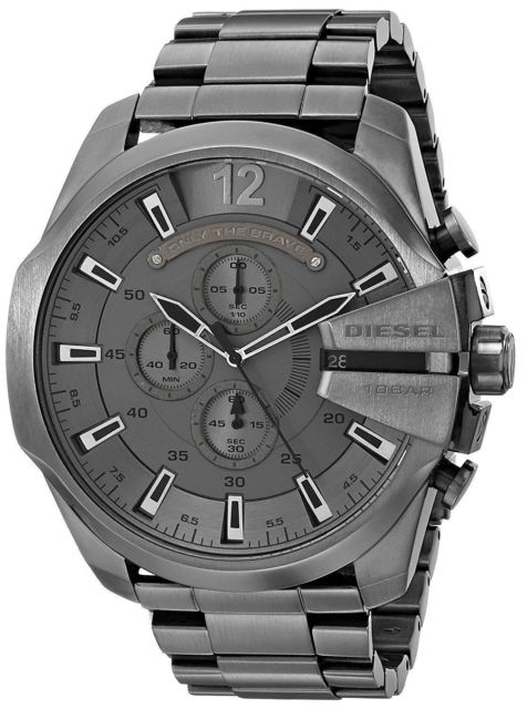 Diesel Mega Chief Chronograph Grey Dial Gunmetal Men's Watch - DZ4282 Watches Diesel   